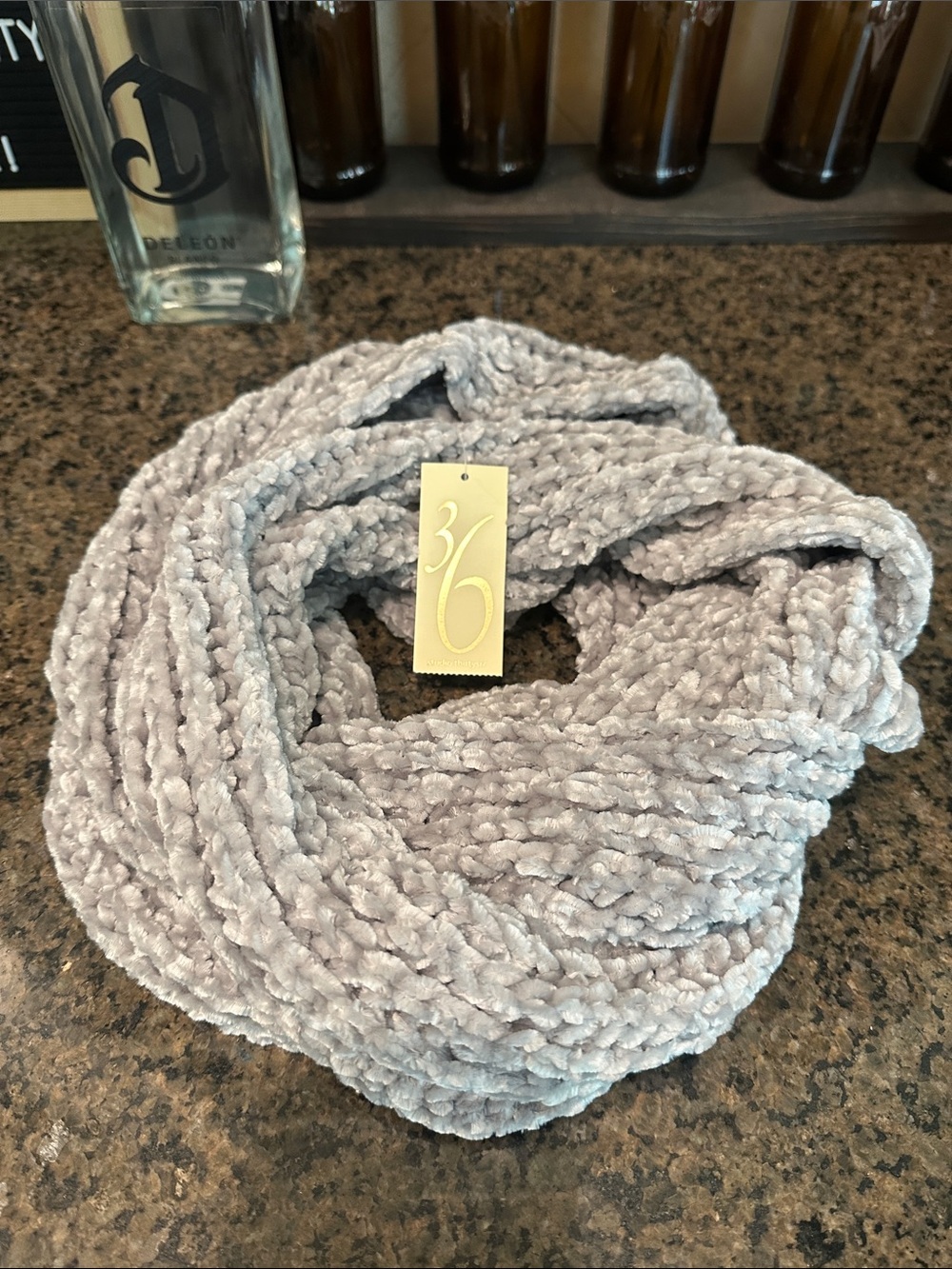 Studio 36 Soft Chenille Infinity Scarf in Light Gray